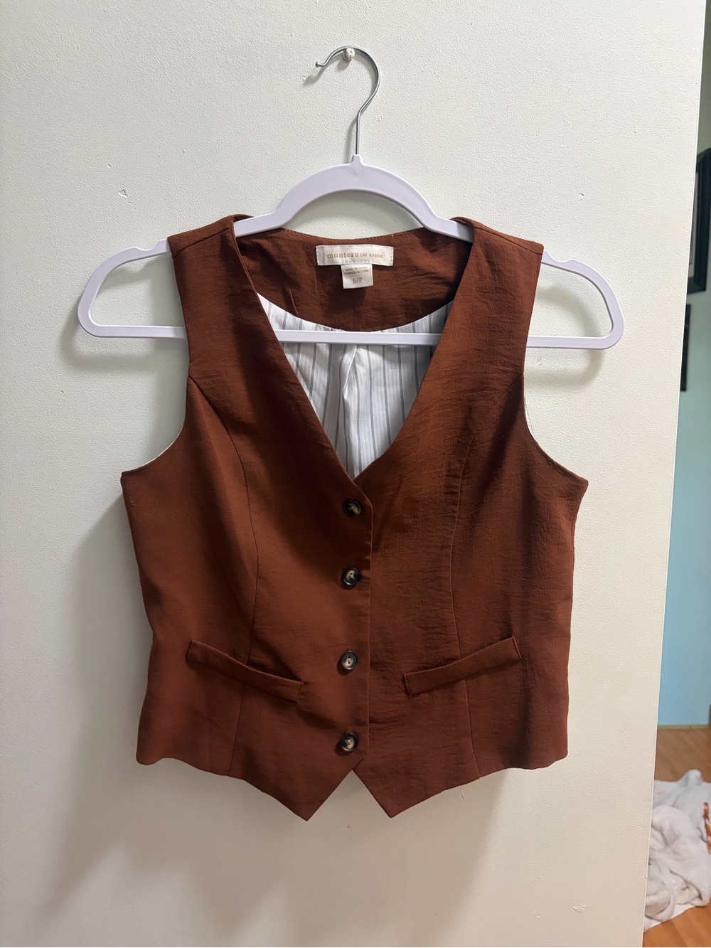 Rusty coloured matching dress pants and vest